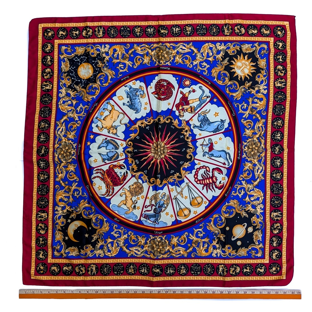 Vintage Avon Zodiac Astrology Scarf, Made in Italy, 100% Polyester, 35" Square